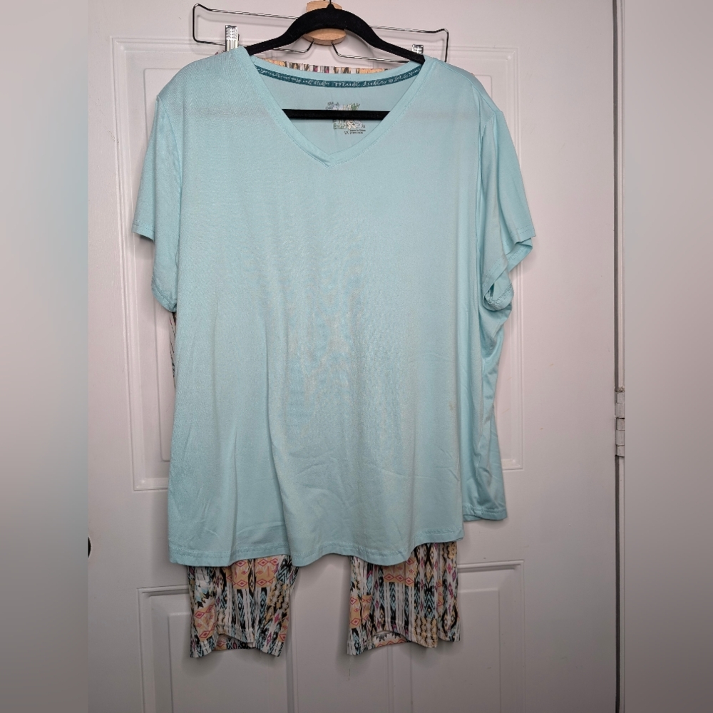 Muk Luks Mint and Black Top